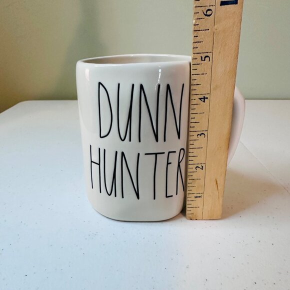 Rae Dunn "Dunn Hunter" Ceramic Coffee Mug White Black Text - Picture 4 of 7
